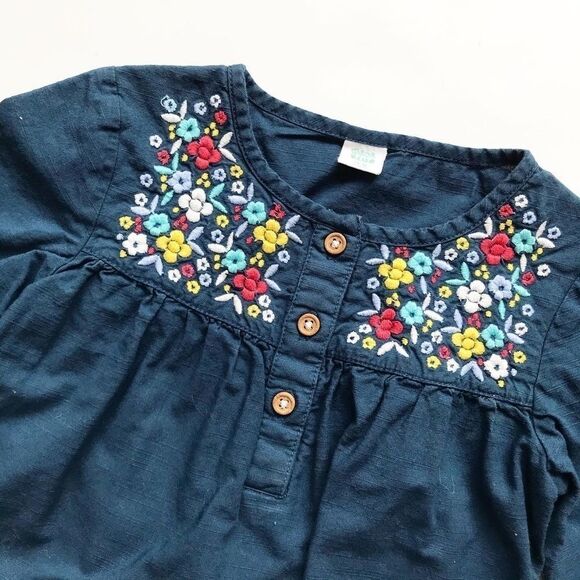 Mini Klub blue embroidered blouse EUC 12-18 months - Picture 2 of 4